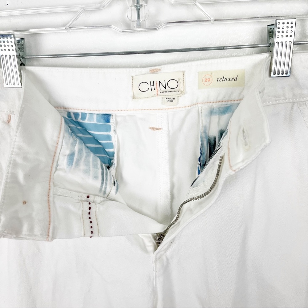 ANTHROPOLOGIE White Chino Relaxed Fit Pants 29 Preppy Neutral Beach Wedding - Picture 11 of 12
